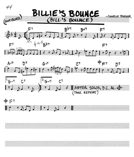 Billy bounce. Birk's works Ноты. Billie's Bounce. Birk's works Jazz Standard.